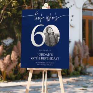 Poster Panneau de bienvenue pour 60e anniversaire bleu