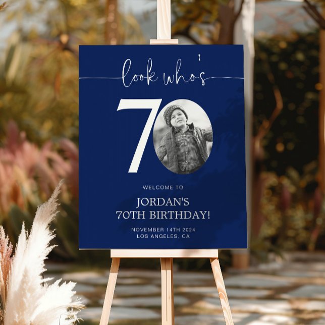Poster Panneau de bienvenue pour 70e anniversaire bleu |  (Créateur téléchargé)