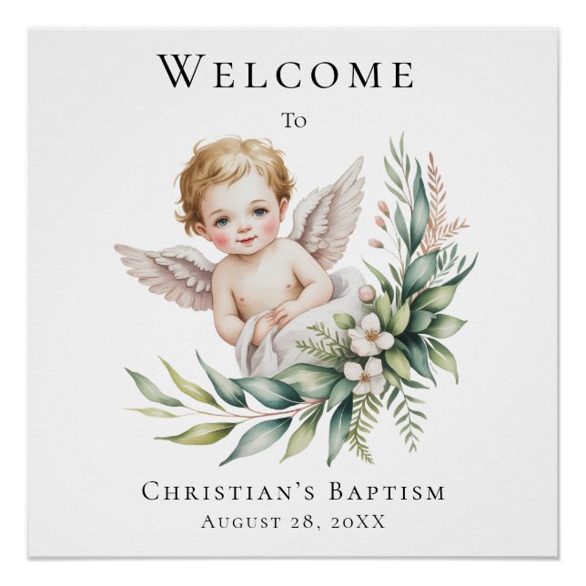 Poster Panneau de bienvenue pour baptême avec aile de plu (Devant)