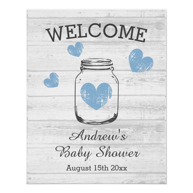 Poster Panneau de bienvenue pour fête de baby shower rust (Devant)