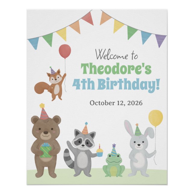 Poster Panneau de Bienvenue pour les Animaux de Fête (Devant)