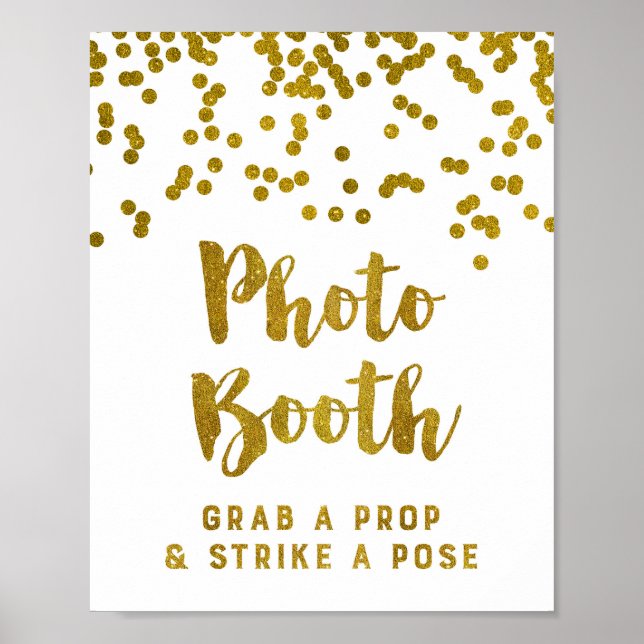 Poster Panneau de Booth de Mariage en Or et Confettis (Devant)