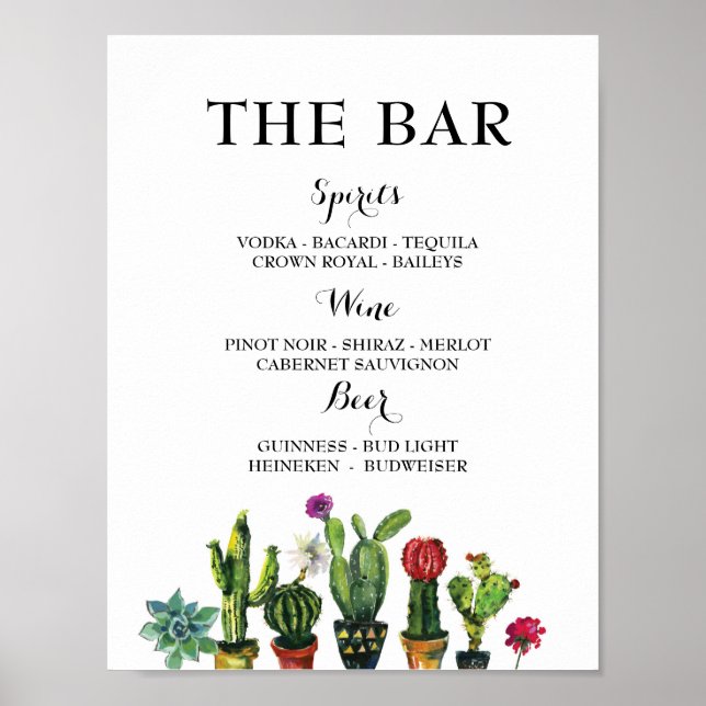 Poster Panneau de cactus de fête d'engagement de Fiesta T (Devant)