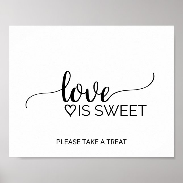 Poster Panneau de calligraphie noire simple Love is Sweet (Devant)