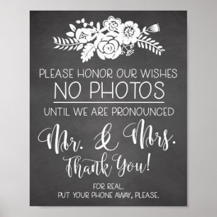 Poster Panneau de cérémonie de mariage Pas de photos au t