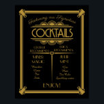 Poster Panneau de cocktail Art déco, signature, panneau d<br><div class="desc">Changement de couleur Art Déco B/G</div>