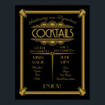Poster Panneau de cocktail Art déco, signature, panneau d<br><div class="desc">Changement de couleur Art Déco B/G</div>