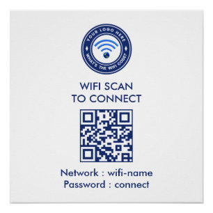Poster Panneau de code QR de mot de passe WiFi   Wi‑Fi   