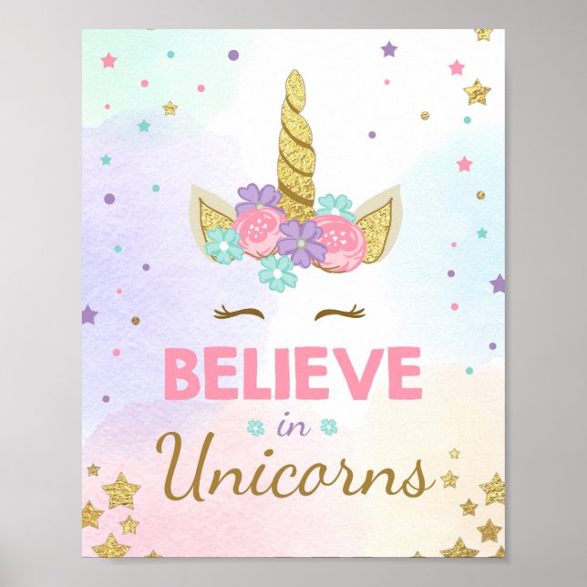 Poster Panneau de fête licorne Croyez aux licornes d'anni (Devant)