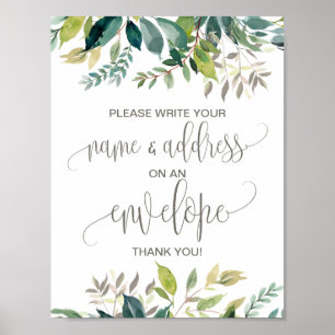 Poster Panneau de feuillage Adresser une enveloppe