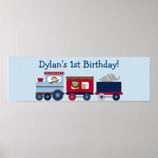 Poster Panneau de la bannière Choo Choo Animal Train
