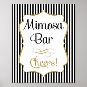 Poster Panneau de la barre Mimosa Black Gold Stripe