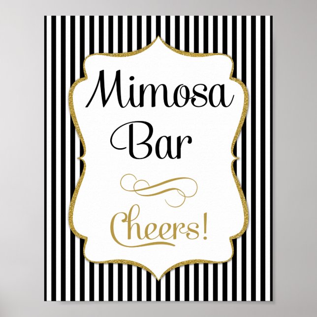 Poster Panneau de la barre Mimosa Black Gold Stripe (Devant)