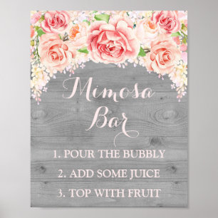 Poster Panneau de la barre Mimosa Pink Aquarelle Fleurs B