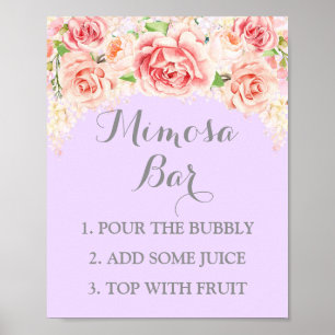 Poster Panneau de la barre Mimosa Pink Aquarelle Fleurs v