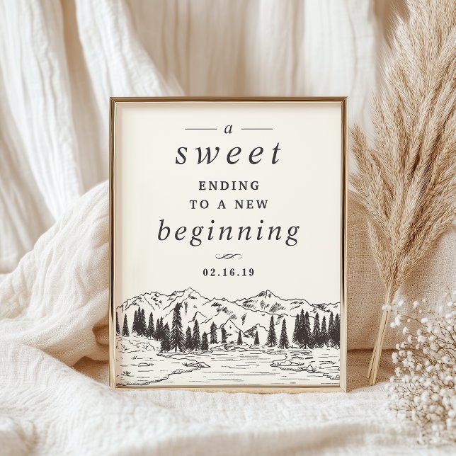 Poster Panneau de la table de dessert Mariage d'esquisse  (Créateur téléchargé)