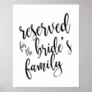 Poster Panneau de mariage 8x10 réservé à la famille de la
