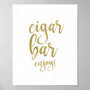 Poster Panneau de mariage Cigar Bar Gold Glitter 8x10