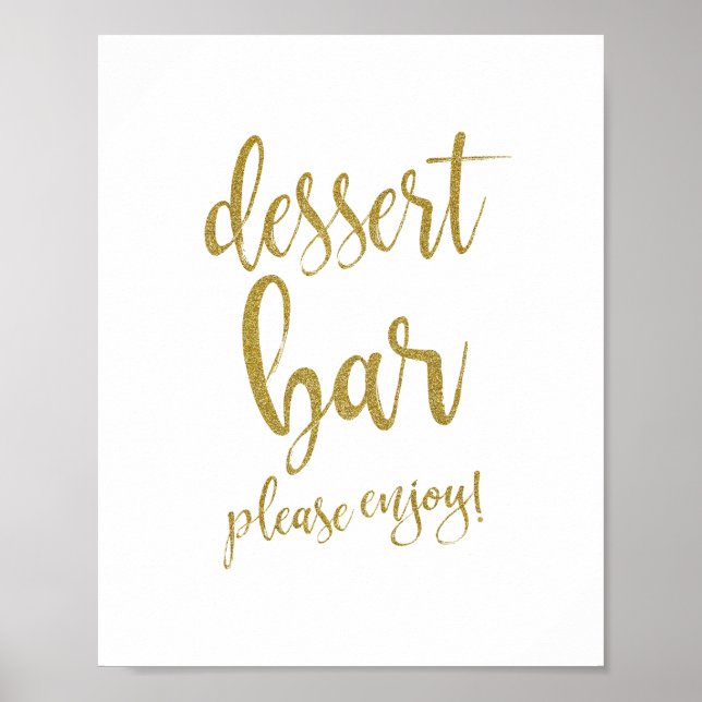 Poster Panneau de mariage Dessert Bar Gold Glitter 8x10 (Devant)