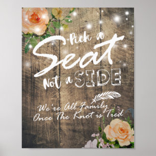 Poster Panneau de mariage en bois floral Choisissez un si