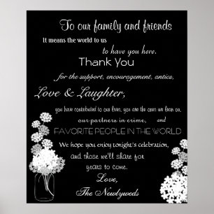 Poster Panneau de Mariage en Merci Mason noir et blanc