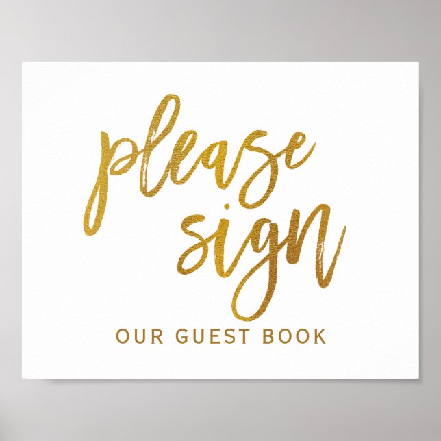 Poster Panneau de mariage "Merci de signer" Typographie | (Devant)