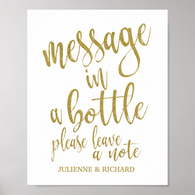 Poster Panneau de mariage Message dans une bouteille pail (Devant)