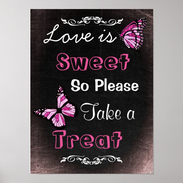 Poster Panneau de mariage pour buffet de bonbons, style t (Devant)