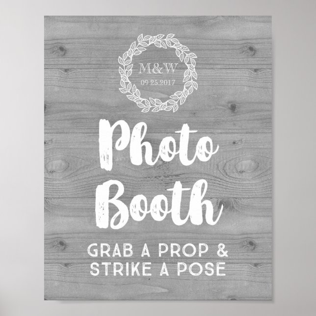 Poster Panneau de Photobooth de Mariage Couronne Motif Bo (Devant)