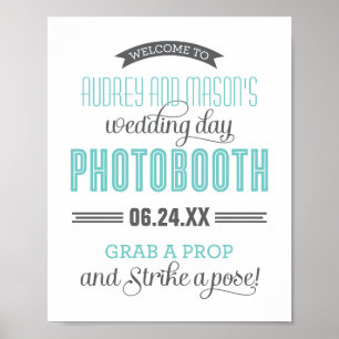 Poster Panneau de Photobooth de Mariage Personnalisé Gris