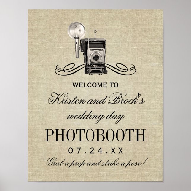 Poster Panneau de Photobooth de Mariage Rustique Appareil (Devant)