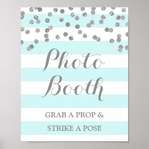 Poster Panneau de Photomaton de Mariage Bleu Confettis Ar
