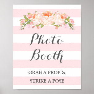 Poster Panneau de Photomaton de Mariage Fleurs Roses Rayu