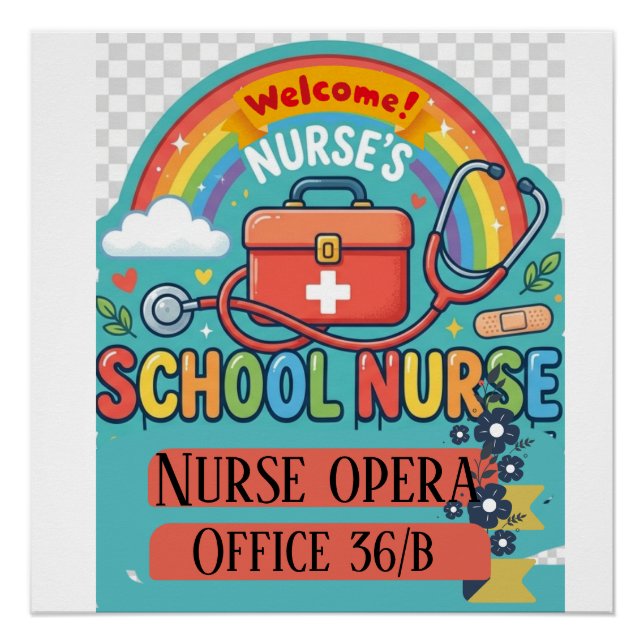 Poster Panneau de porte de bureau d'infirmière scolaire p (Devant)
