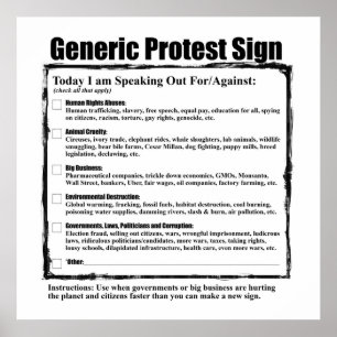 Poster Panneau de protestation générique et humoristique