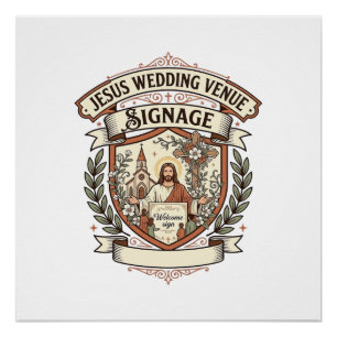 Poster Panneau de signalisation du lieu de mariage de Jés