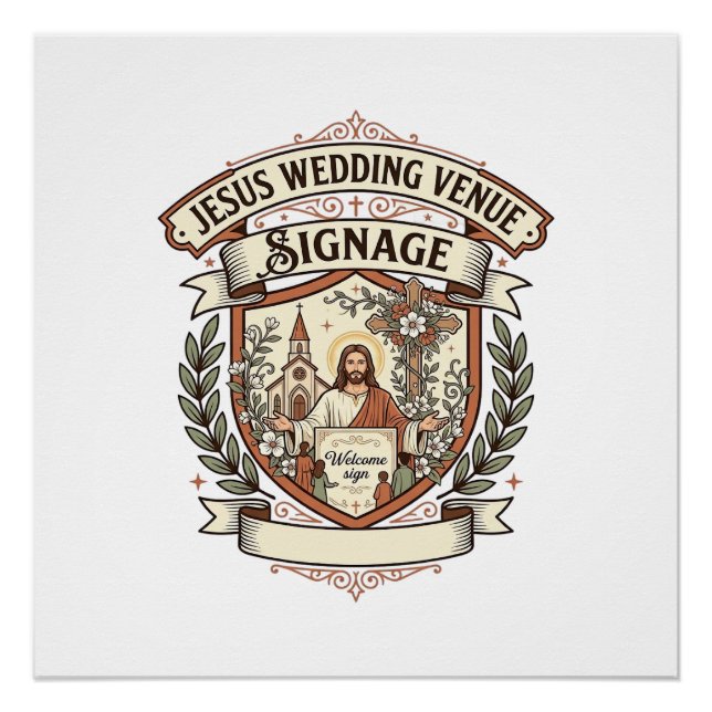 Poster Panneau de signalisation du lieu de mariage de Jés (Devant)