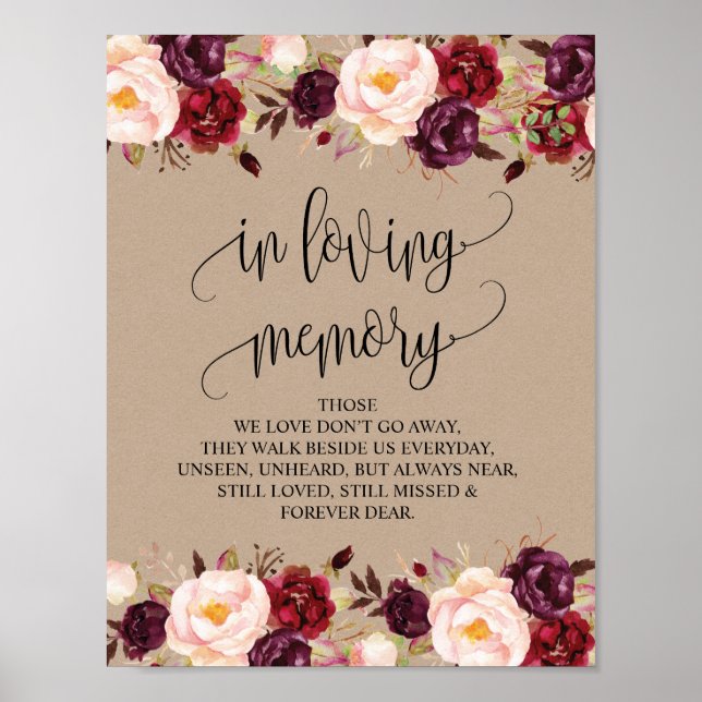 Poster Panneau de table commémoratif de mariage v8 en sou (Devant)