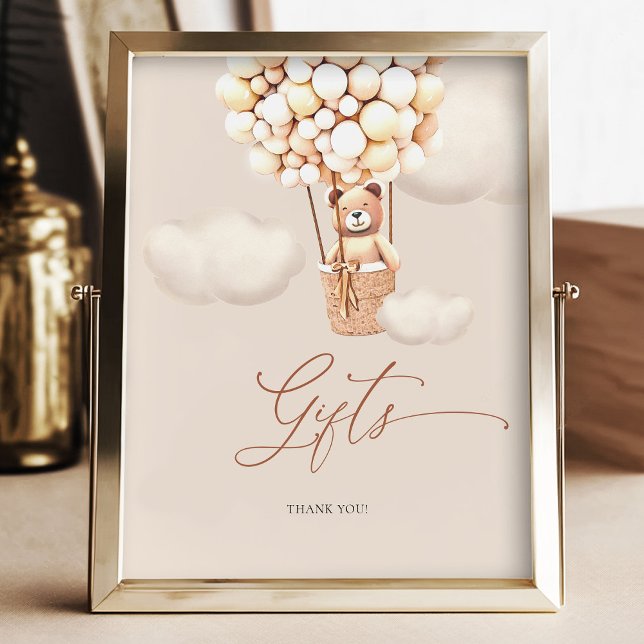 Poster Panneau de tableau Cadeaux Brown Ours Balloon Genr (Créateur téléchargé)