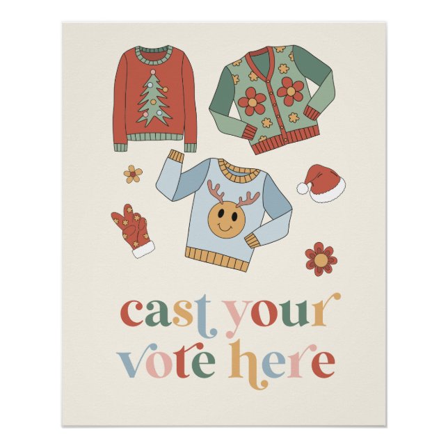 Poster Panneau de vote du concours de pull moche de Noël  (Devant)