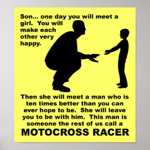 Poster Panneau drôle de moto cross de conseil paternel