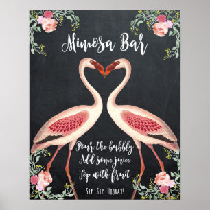 Poster Panneau du Mariage de la barre de Flamant rose Mim