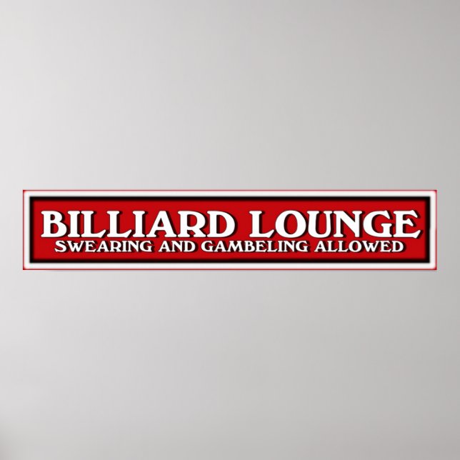 Poster panneau du salon Billiard rouge blanc et noir (Devant)