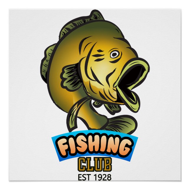 Poster Panneau et insignes du club de pêche (Devant)