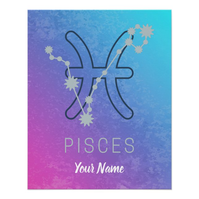 Poster Panneau étoile Poissons Zodiac Horoscope Constella (Devant)