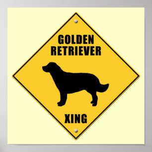 Poster Panneau Golden Retriever Crossing (XING)