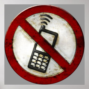 Poster Panneau Grunge 'NO PHONE ZONE'