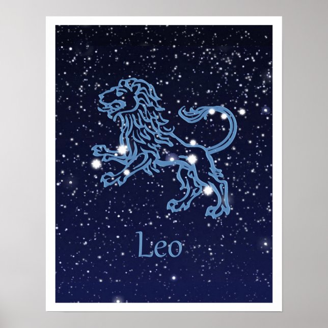 Poster Panneau Léo Constellation et Zodiaque avec étoiles (Devant)