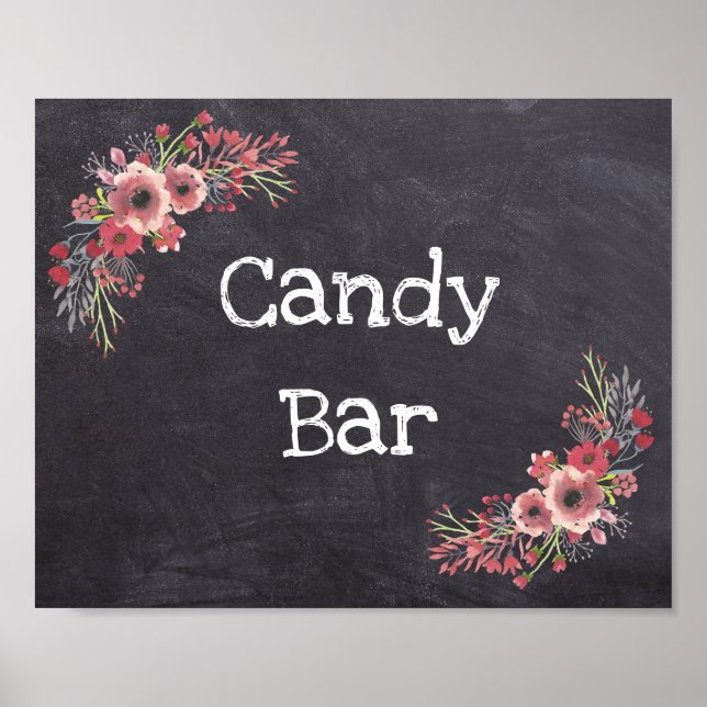 Poster Panneau mariage Barre de bonbons Chalkboard Look (Devant)