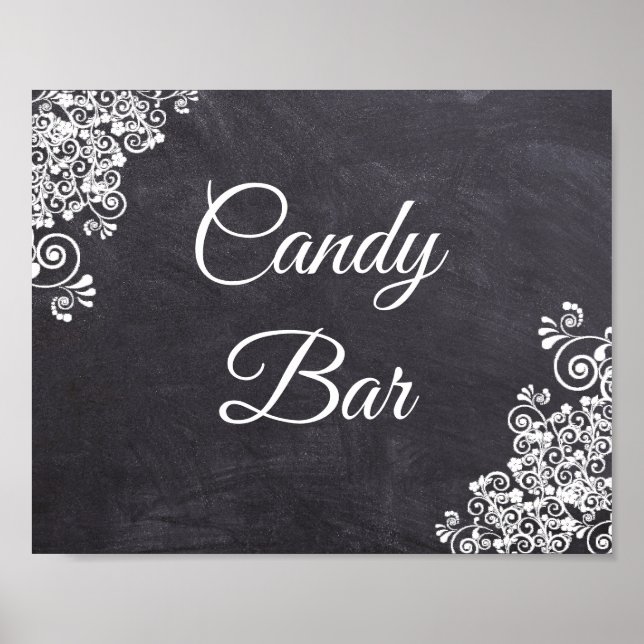 Poster Panneau mariage Barre de bonbons Chalkboard Look (Devant)